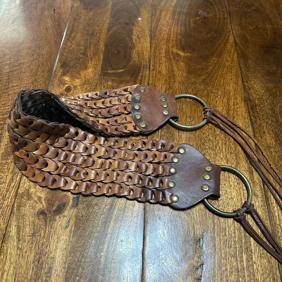 Womens Vintage Boho Brown Leather Braided Belt - Picture 6 of 15